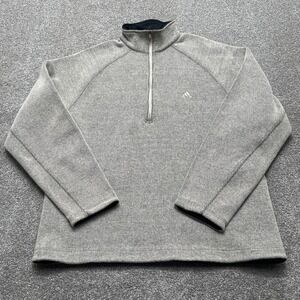 VINTAGE Adidas Sweater Adult 2XL XXL Gray 1/4 Zip Wool Blend Sweatshirt Y2k